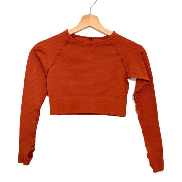 Balance Athletics Rust Orange Long Sleeve Crop Top Size Small Thumb Holes - Picture 1 of 11